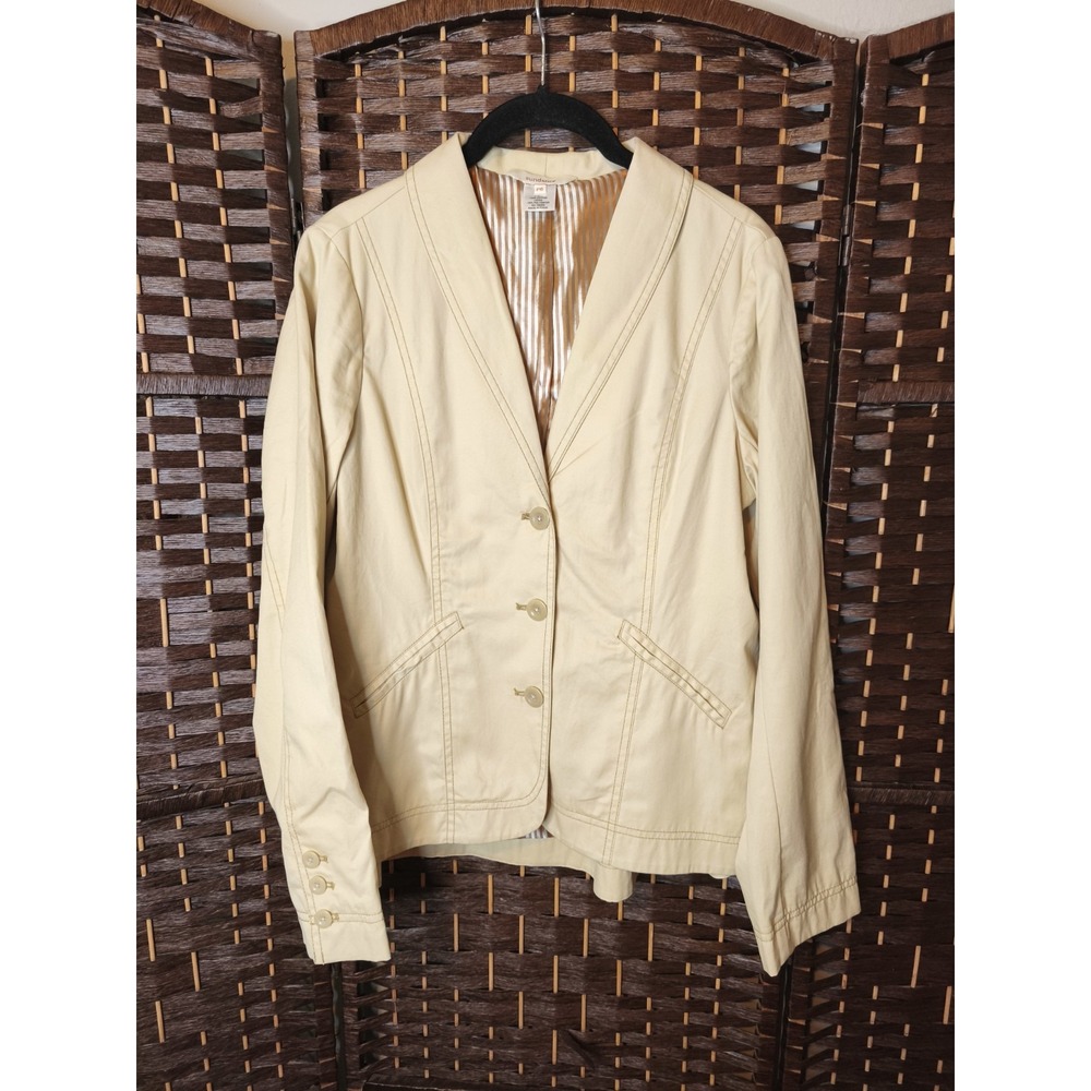 Womens Sundance Cotton Lined Blazer Khaki Sz P6‎ Business Casual Office